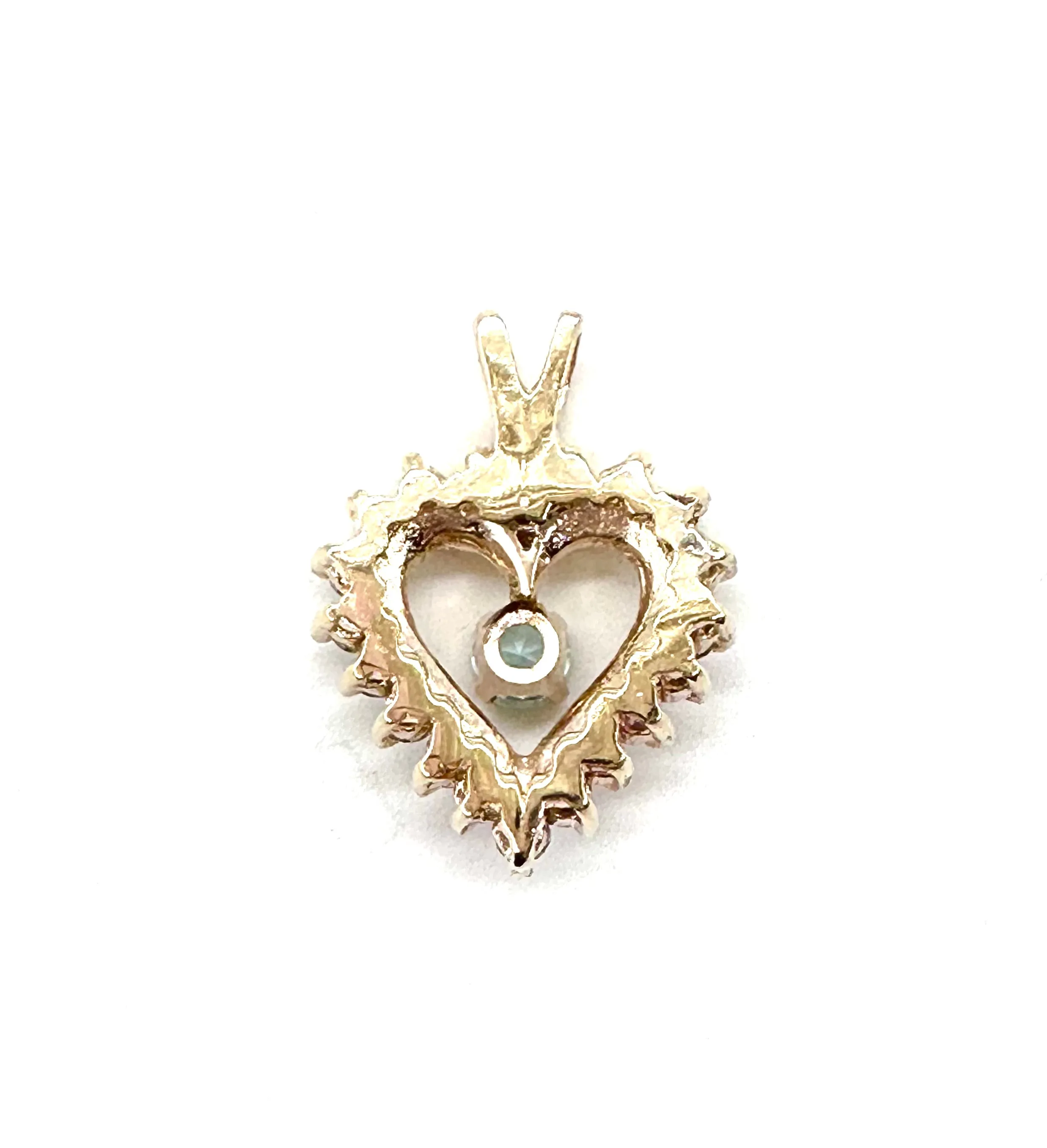 Aquamarine with diamond heart halo pendant