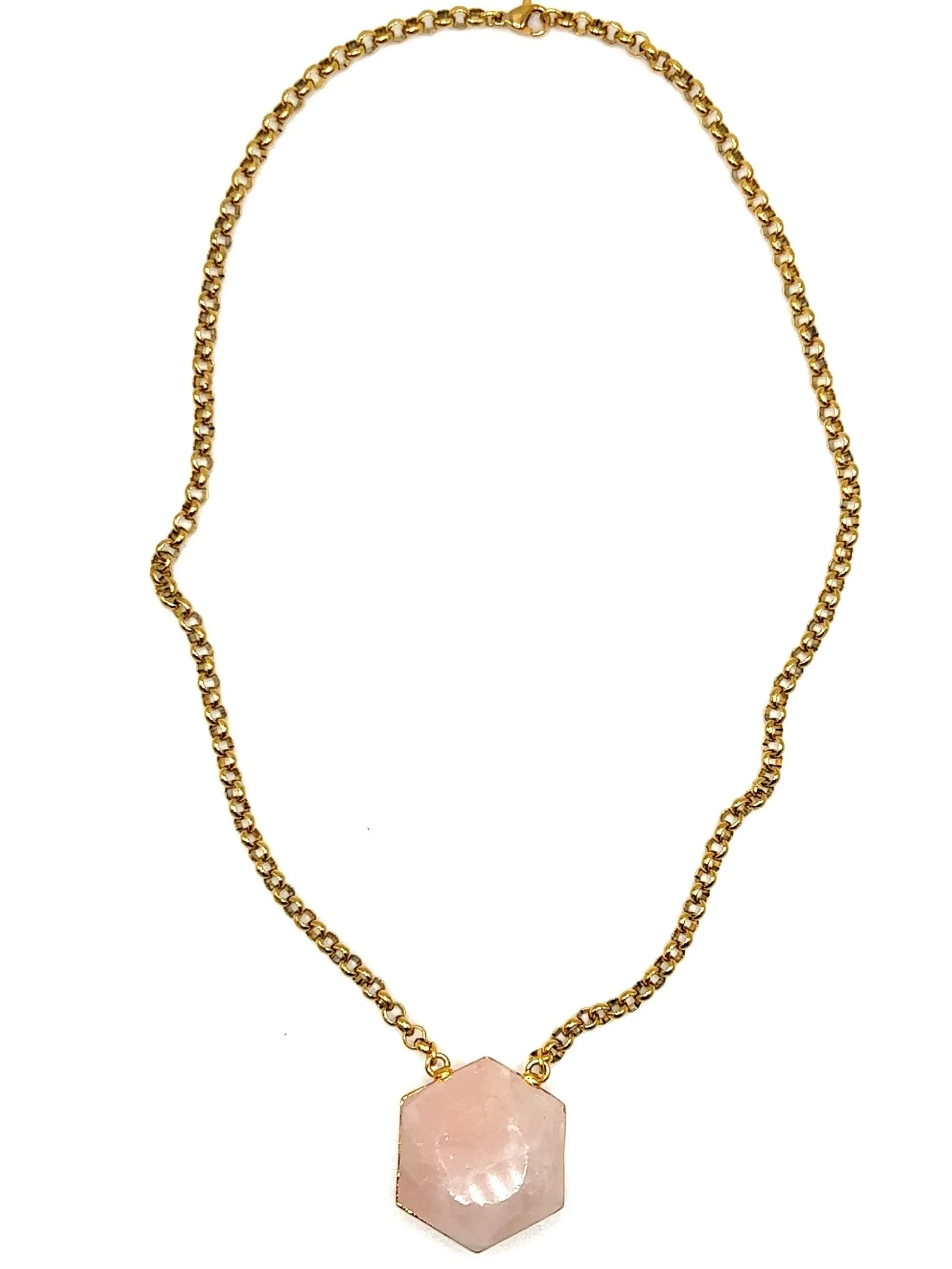 Astris Gold Gemstone Hexagon Necklace