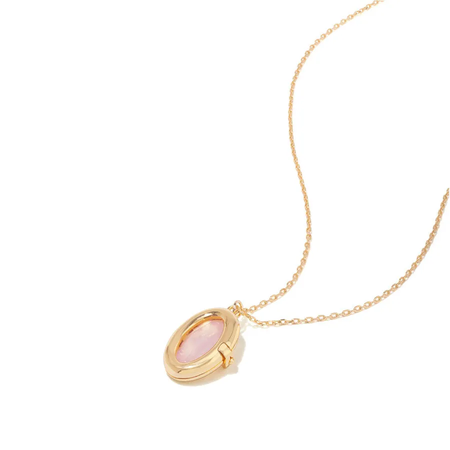 Aura Rose Quartz Gold Locket Necklace