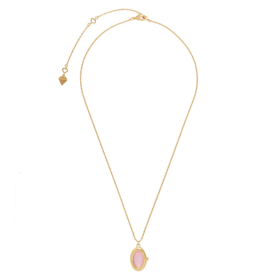 Aura Rose Quartz Gold Locket Necklace