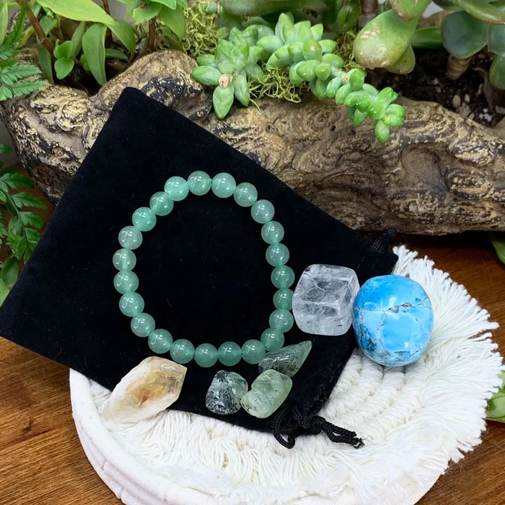 Aventurine Mala Bracelet Prosperity Pouch Set