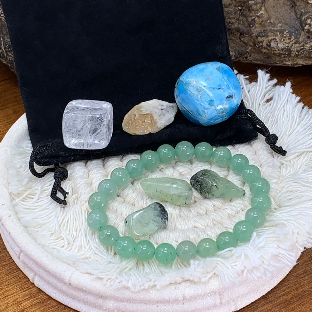 Aventurine Mala Bracelet Prosperity Pouch Set