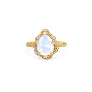 Baby Queen Water Drop Moonstone Ring with Sprinkled Diamonds | Ready to Ship