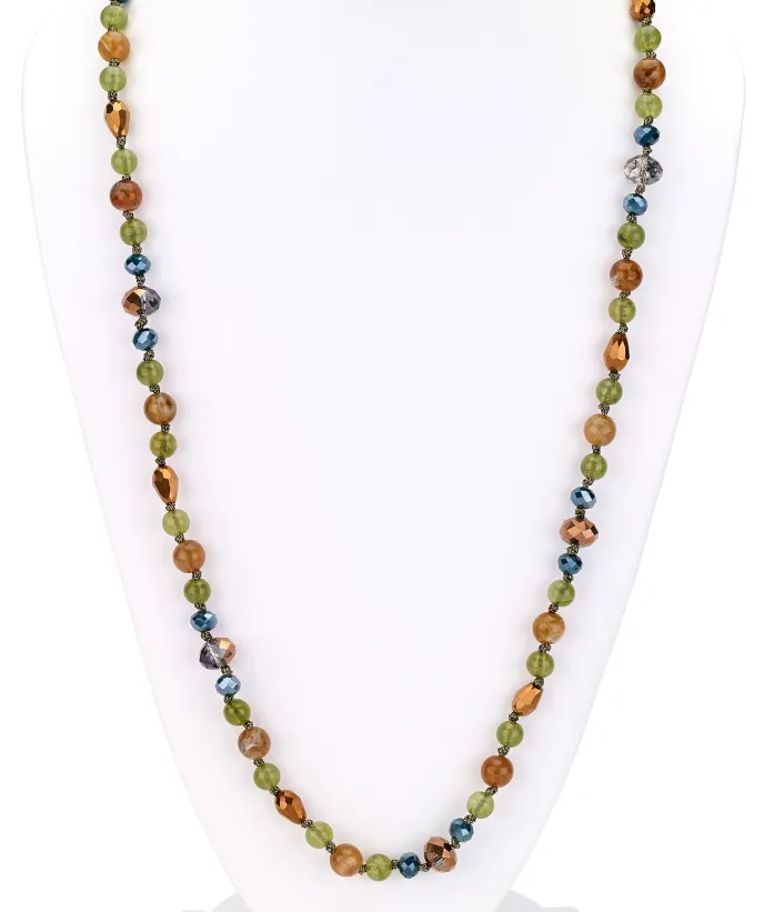 Beaded Long Necklace in Fall Colors