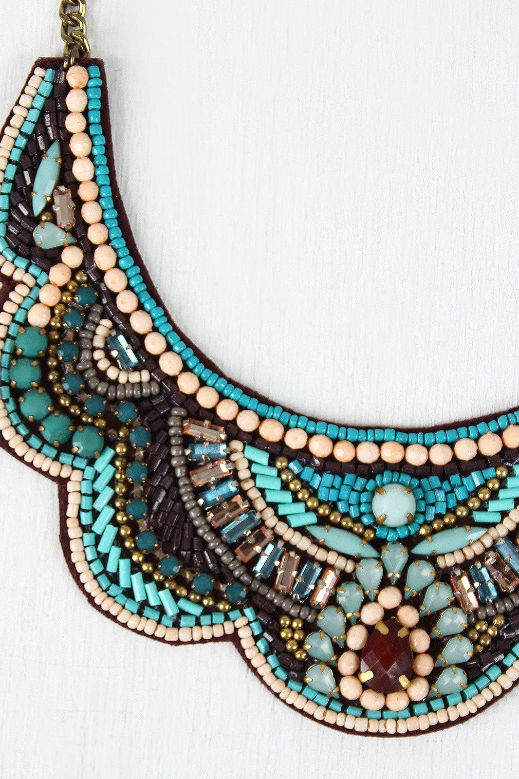 Beaded Scallop Bib Necklace