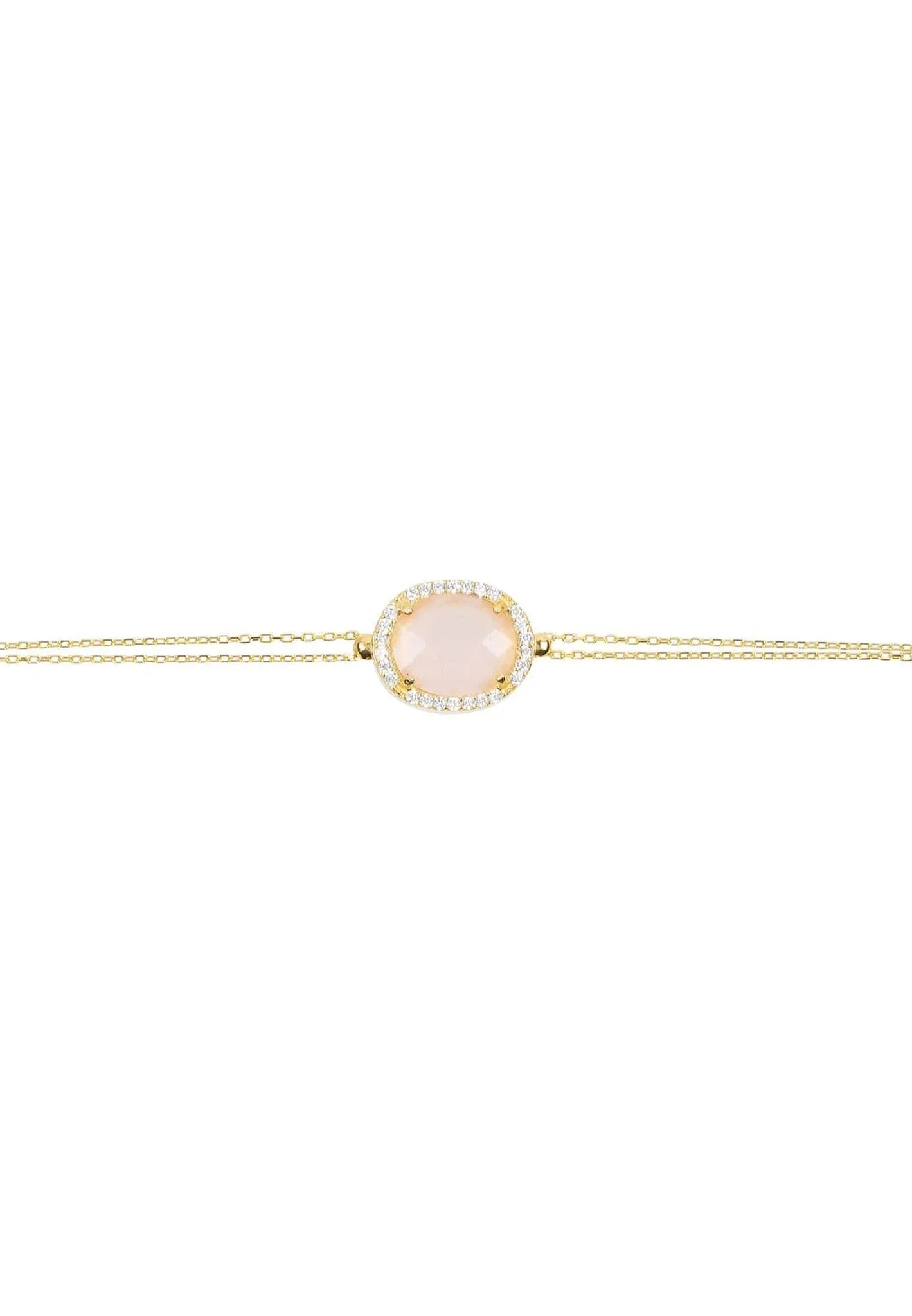 Beatrice Oval Gemstone Bracelet Gold Rose Quartz