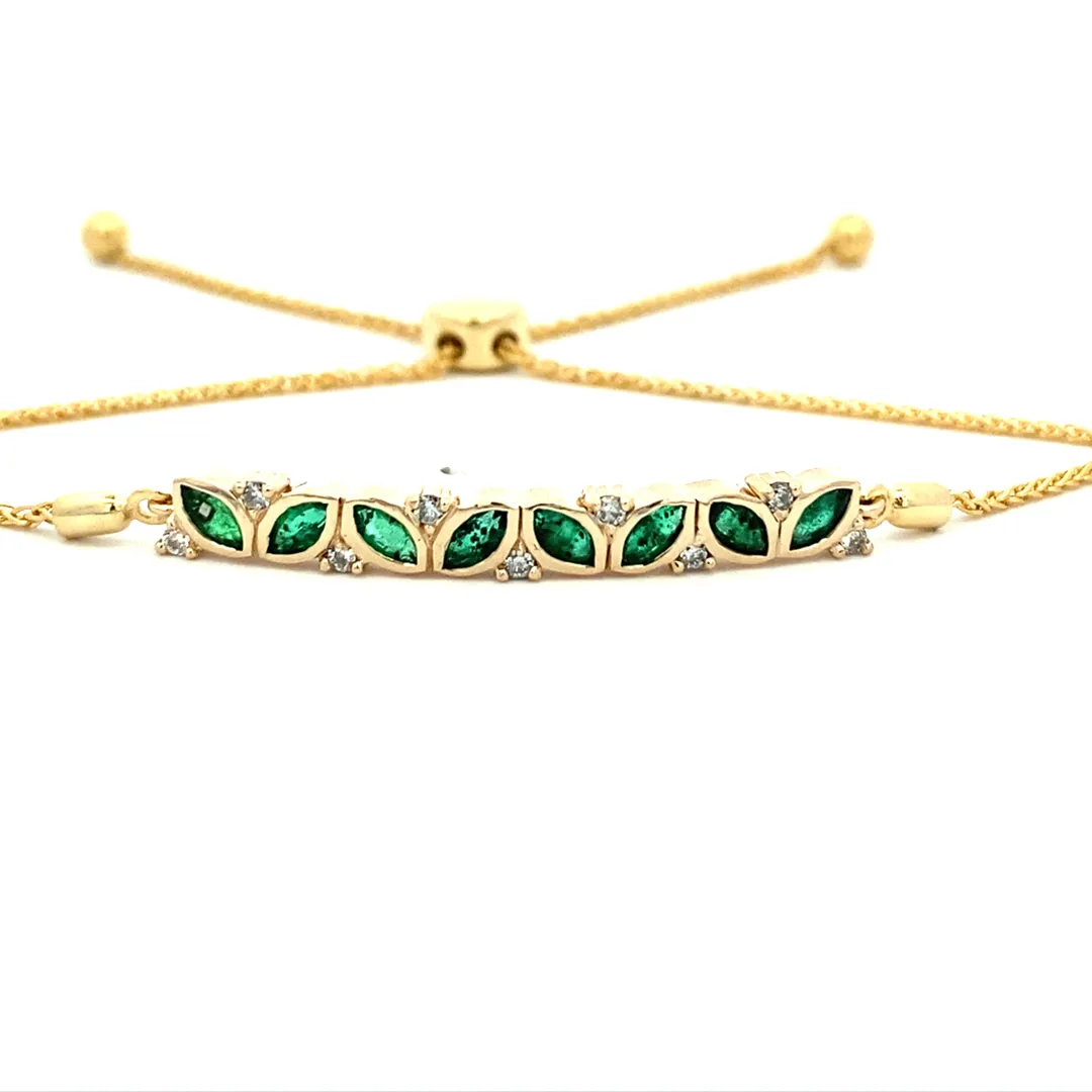 Beeghly & Co. Yellow Gold Emerald Bar Bracelet