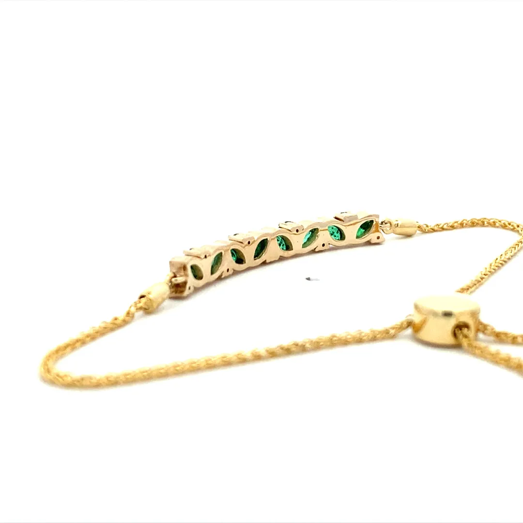 Beeghly & Co. Yellow Gold Emerald Bar Bracelet