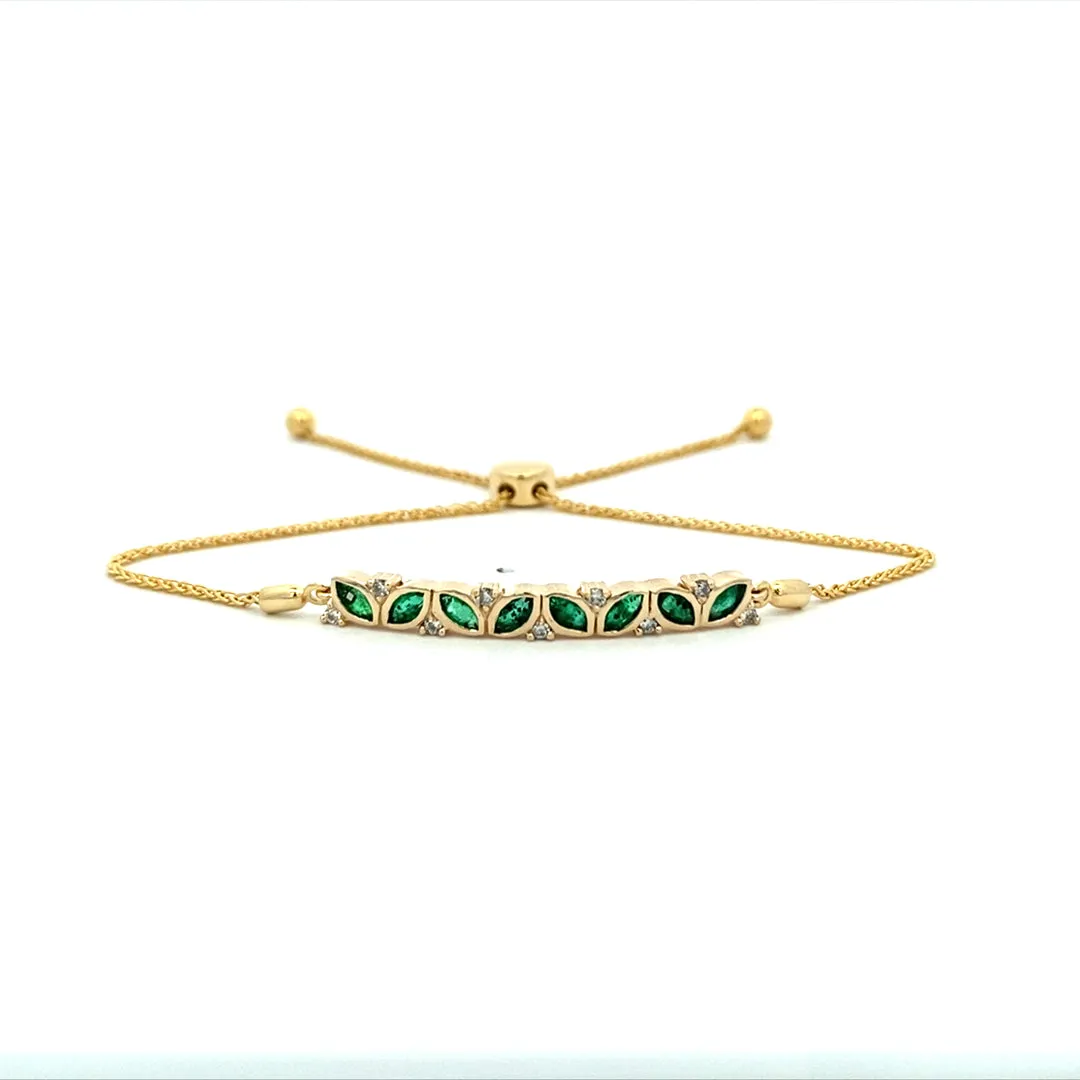 Beeghly & Co. Yellow Gold Emerald Bar Bracelet