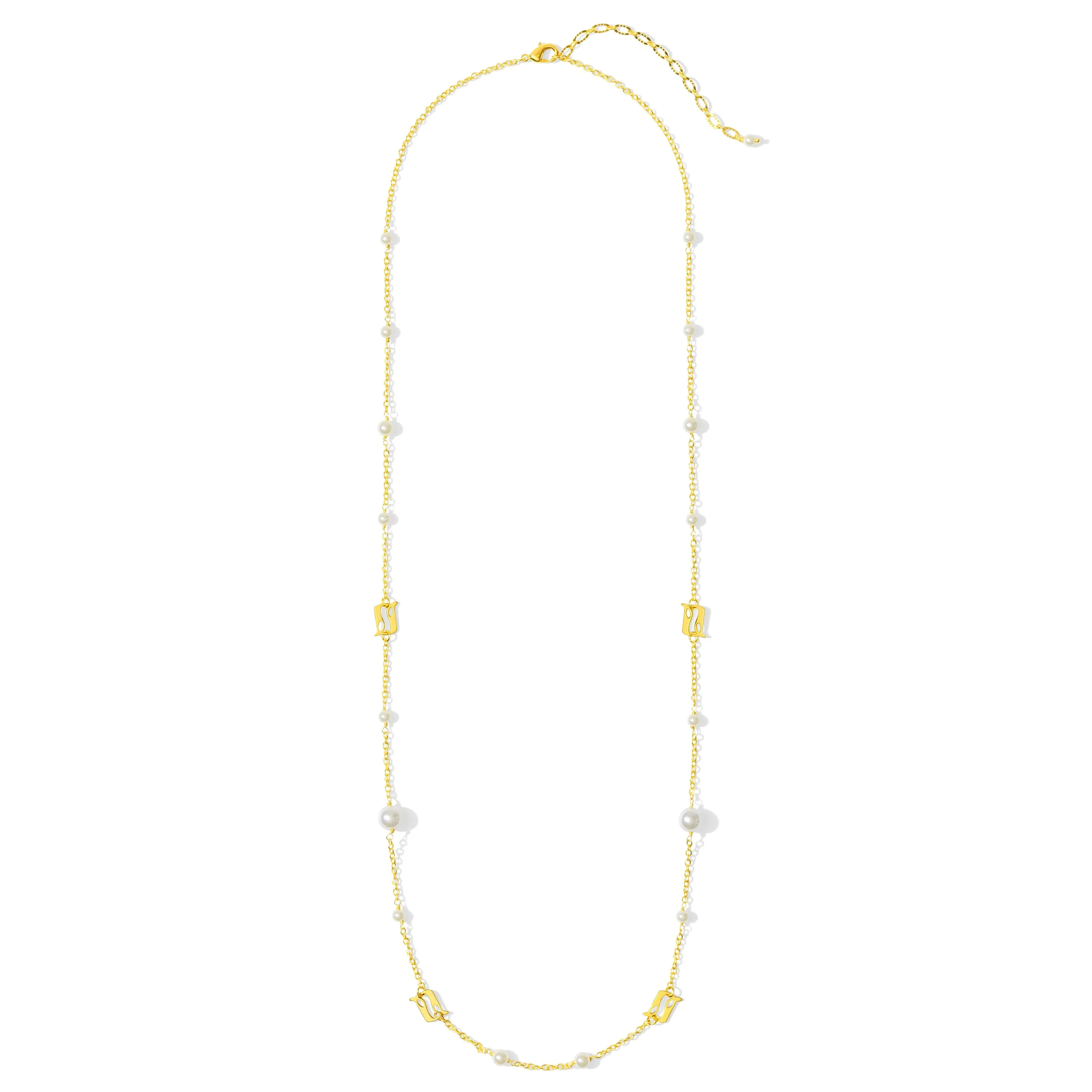 Beginning Pearl Logo Long Necklace