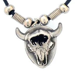 Bison Skull Adjustable Cord Necklace