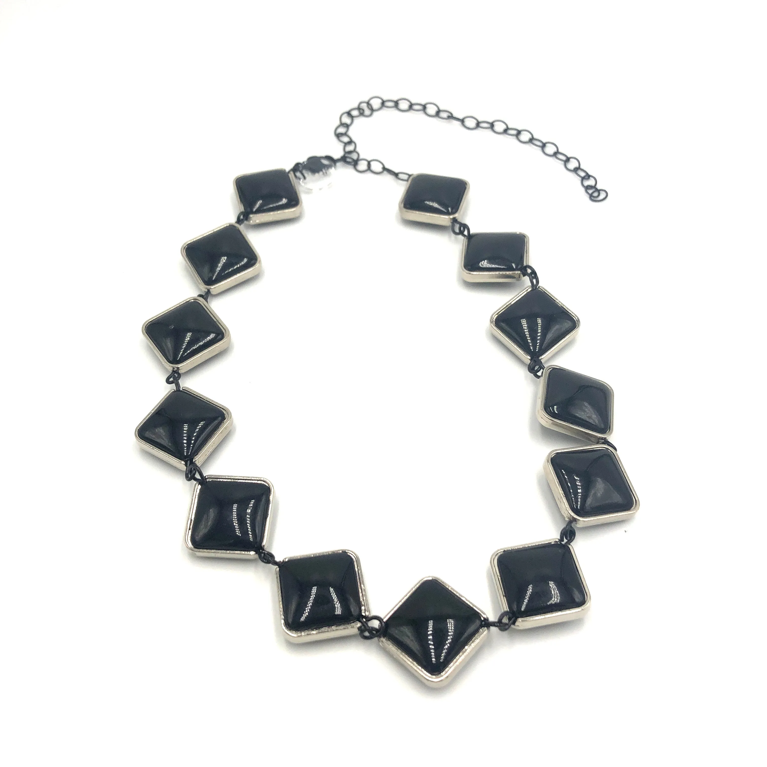 Black & Silver Diamond Amelia Necklace