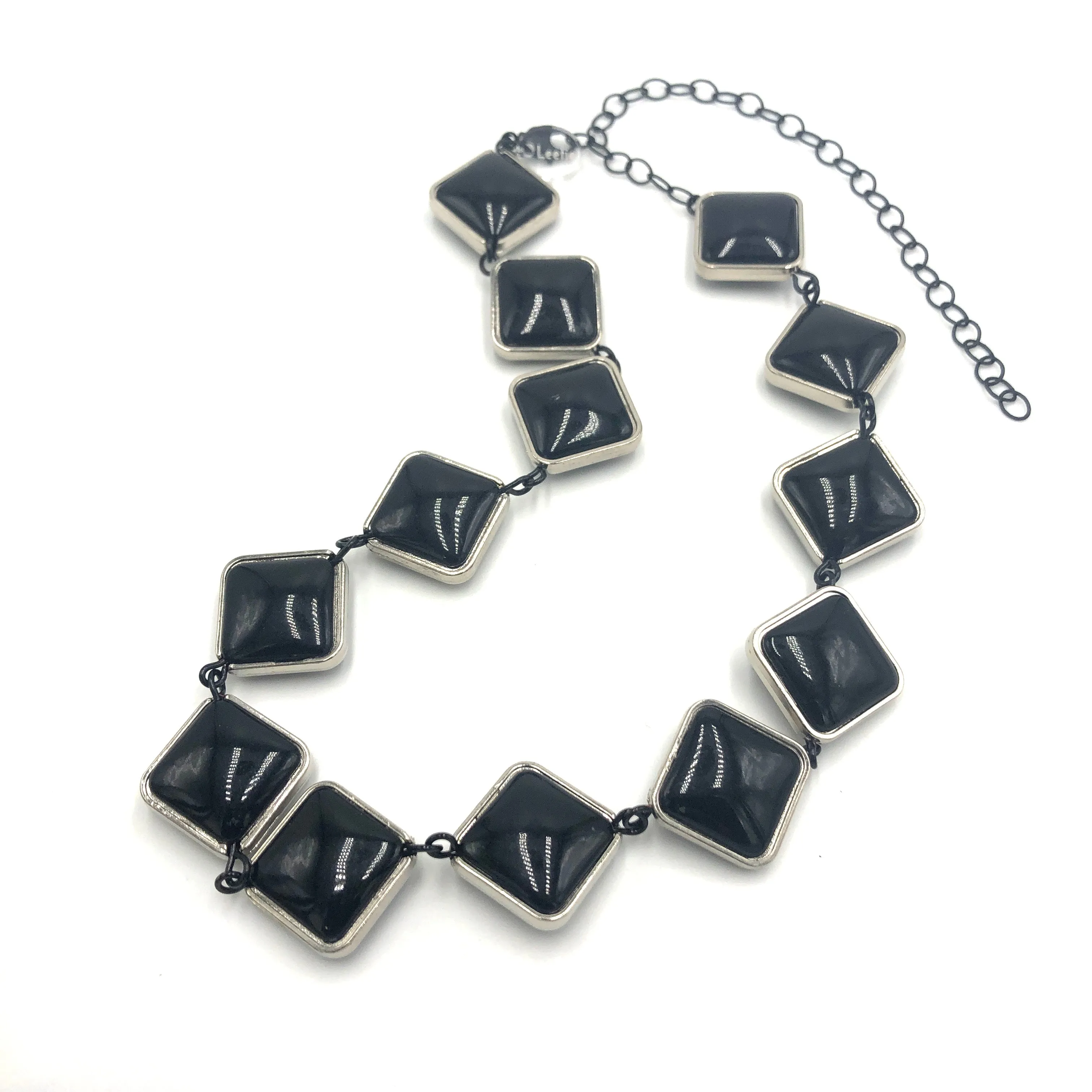 Black & Silver Diamond Amelia Necklace