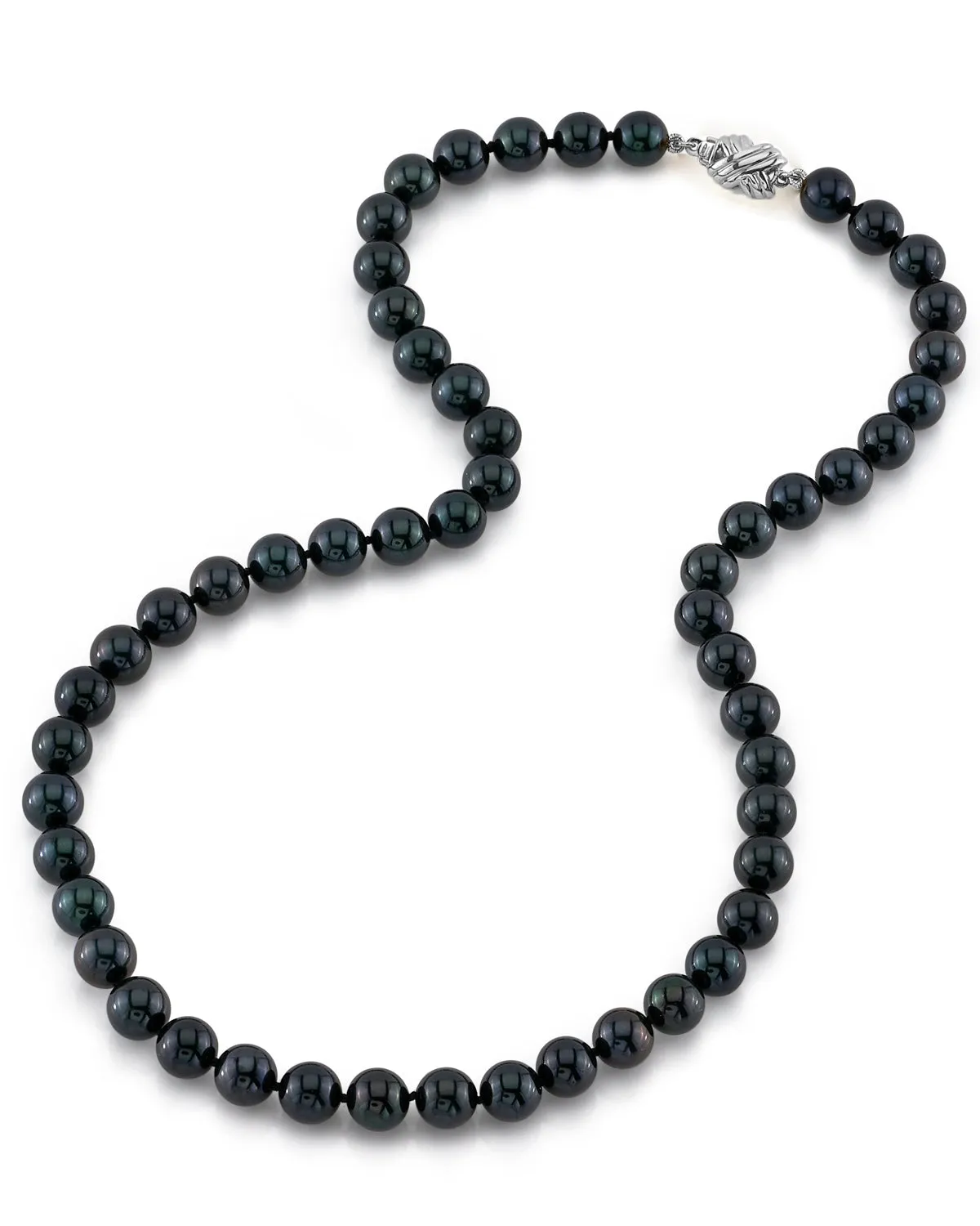 Black Japanese Akoya Pearl Necklace, 7.5-8.0mm - AAA Quality