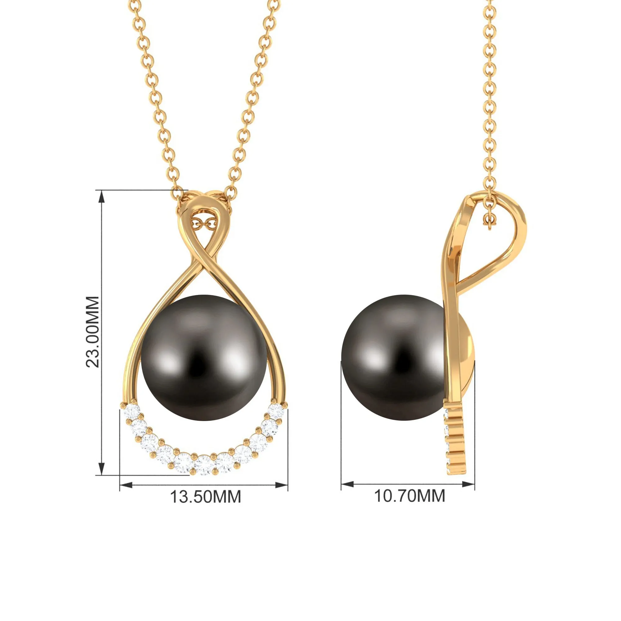 Black Tahitian Pearl and Diamond Teardrop Pendant