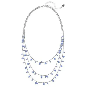 Blue 3-Layer Bead Drop Necklace