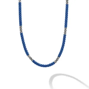 Blue Caviar Silver Station Ceramic Beaded Necklace 3mm