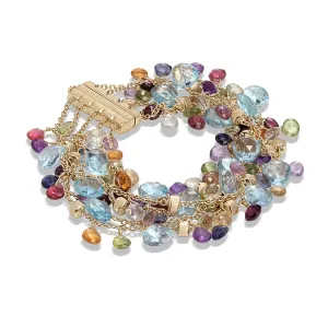 Blue Topaz and Mixed Gemstone Five Strand Bracelet