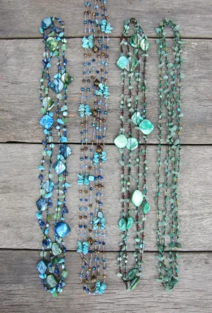 Bohemian Necklaces in Green Aventurine   Turquoise Blue Mix - ALL on SALE!