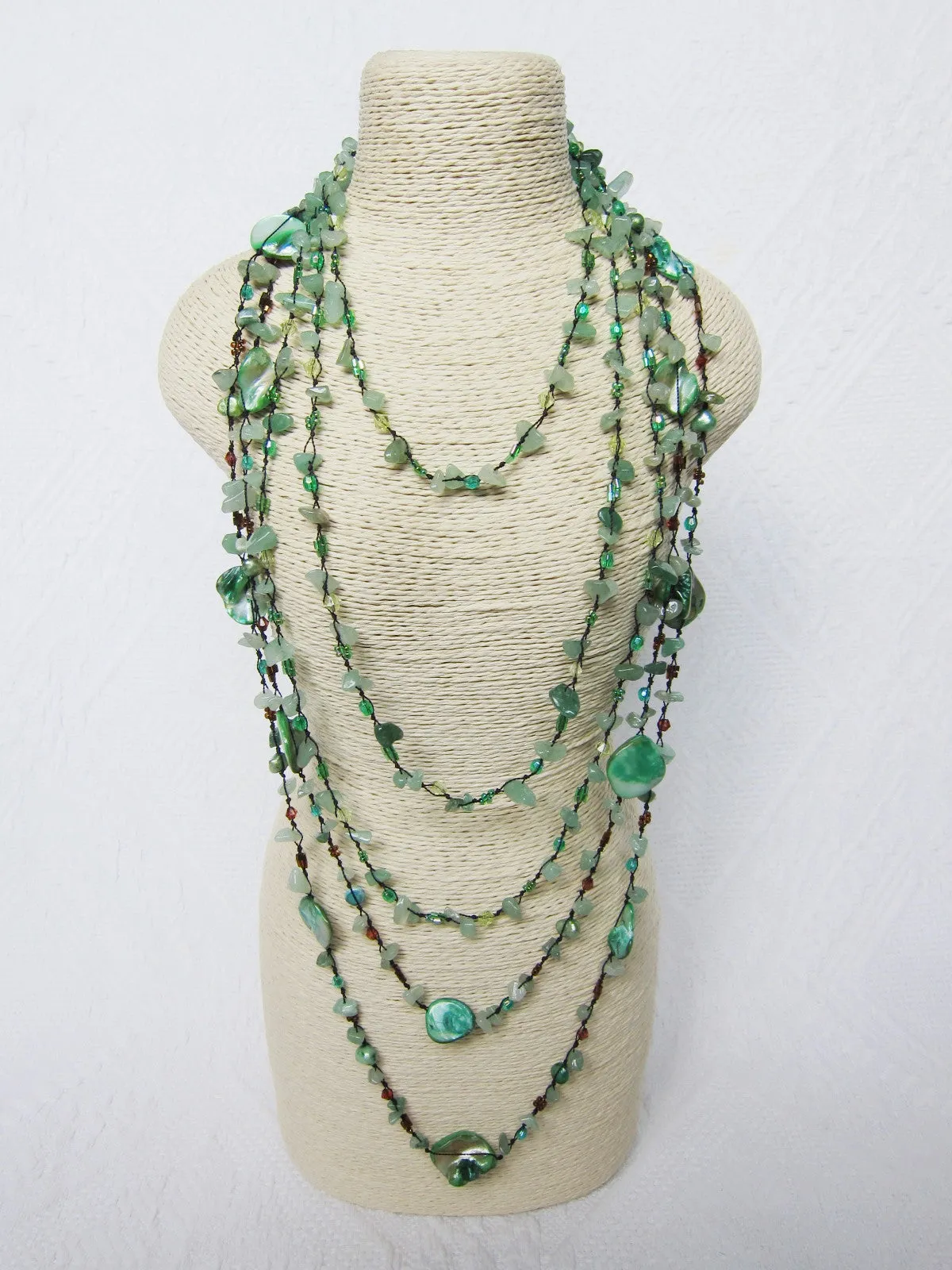 Bohemian Necklaces in Green Aventurine   Turquoise Blue Mix - ALL on SALE!