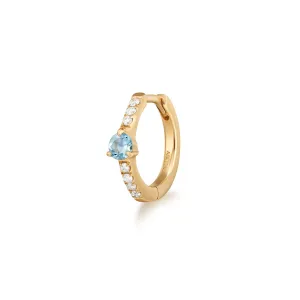 BRENNA | Diamond and Aquamarine Single Huggie Hoop