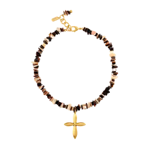 Brown Shell Cross Necklace