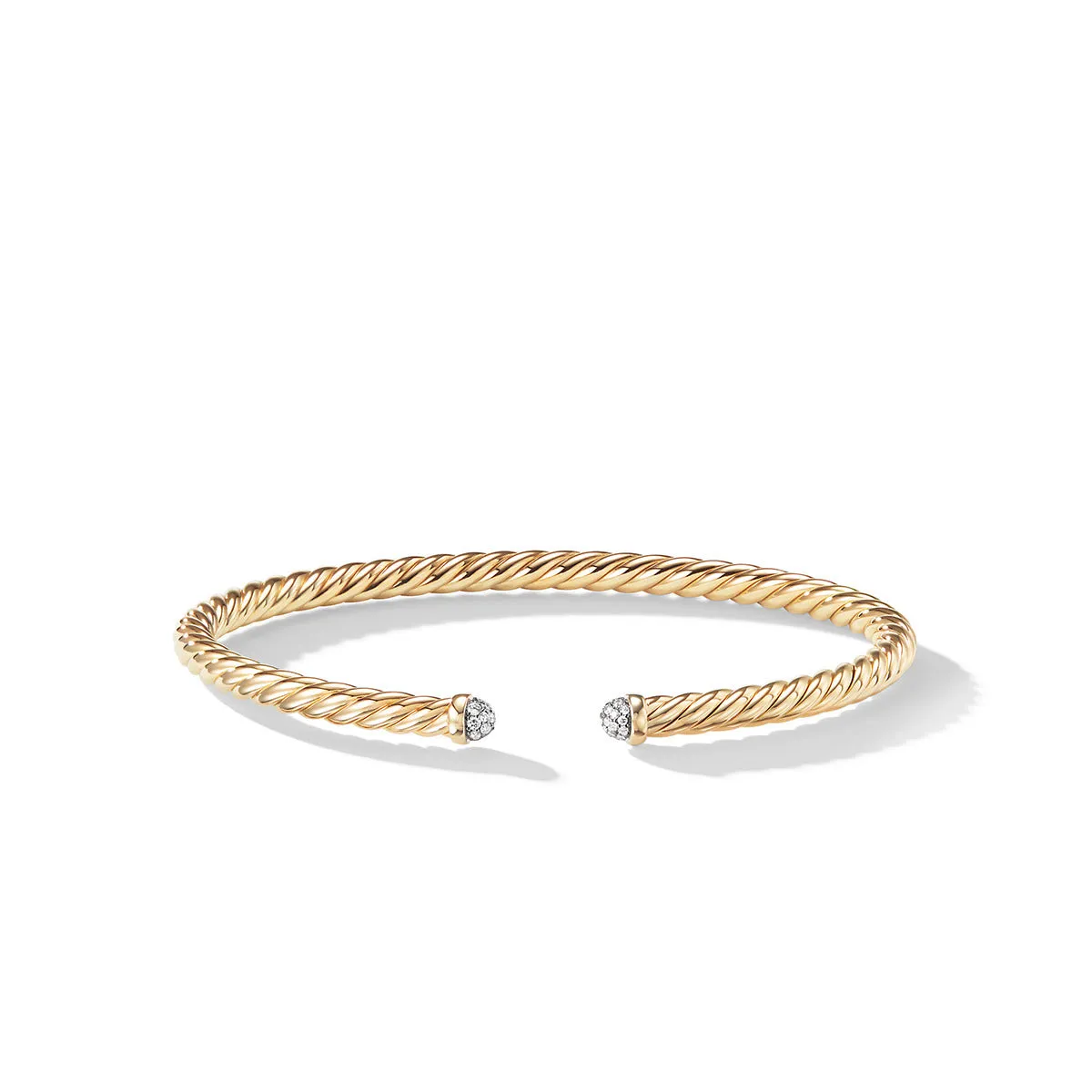 Cablespira Bracelet in 18K Yellow Gold with Pave Diamonds