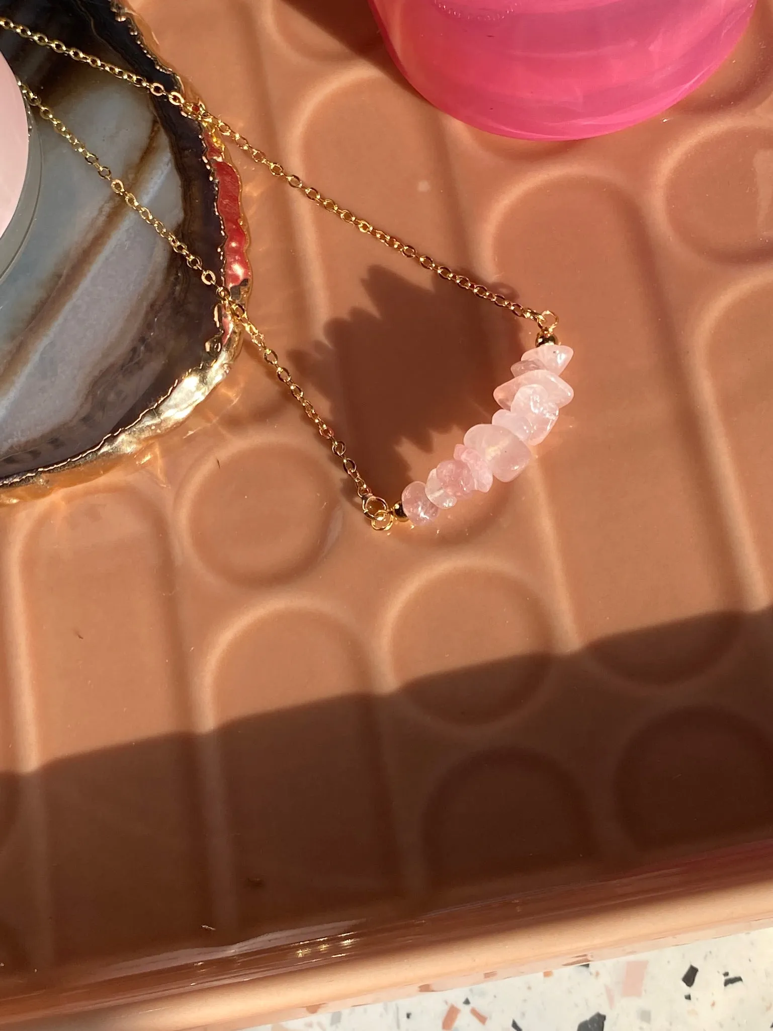 Carrie Pendant | Rose Quartz