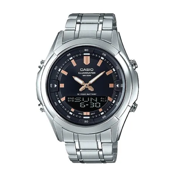 Casio Analog-Digital Combination Silver Stainless Steel Band Watch AMW840D-1A AMW-840D-1A