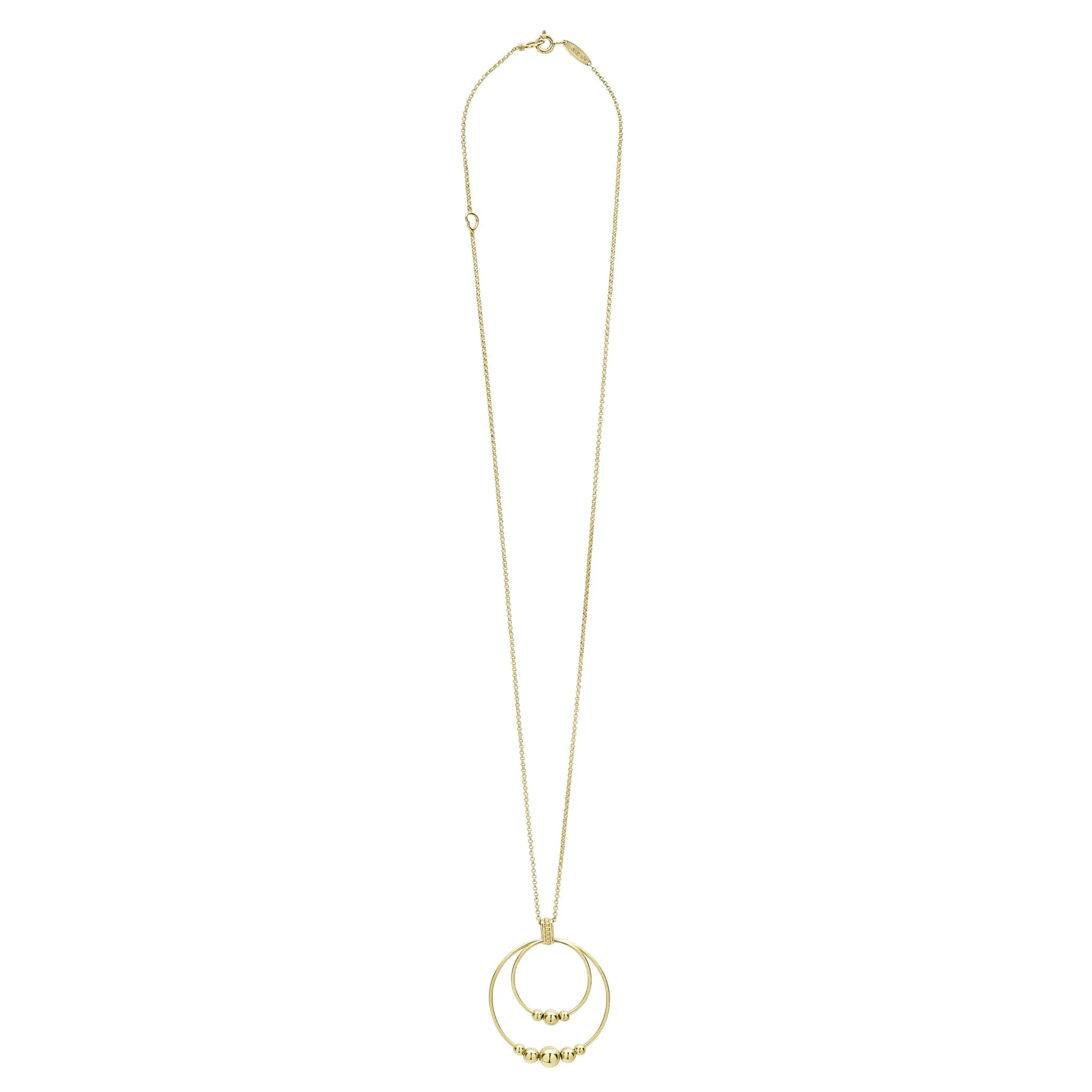 Caviar Gold 18K Gold Double Circle Bead Pendant Necklace