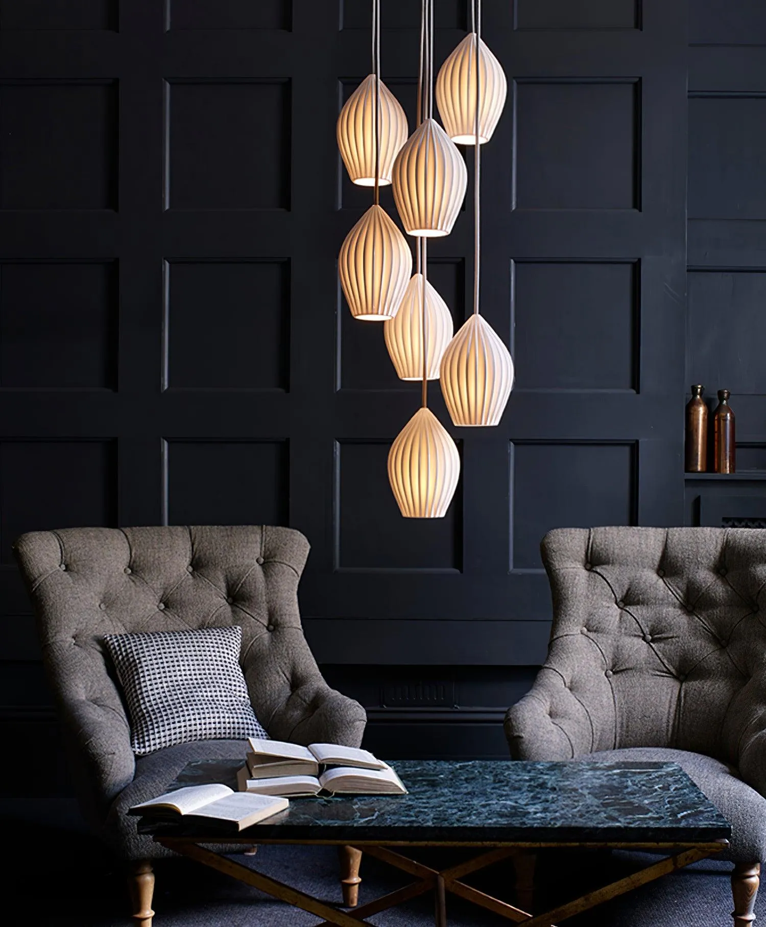 Ceramic Ribbed Pendant light