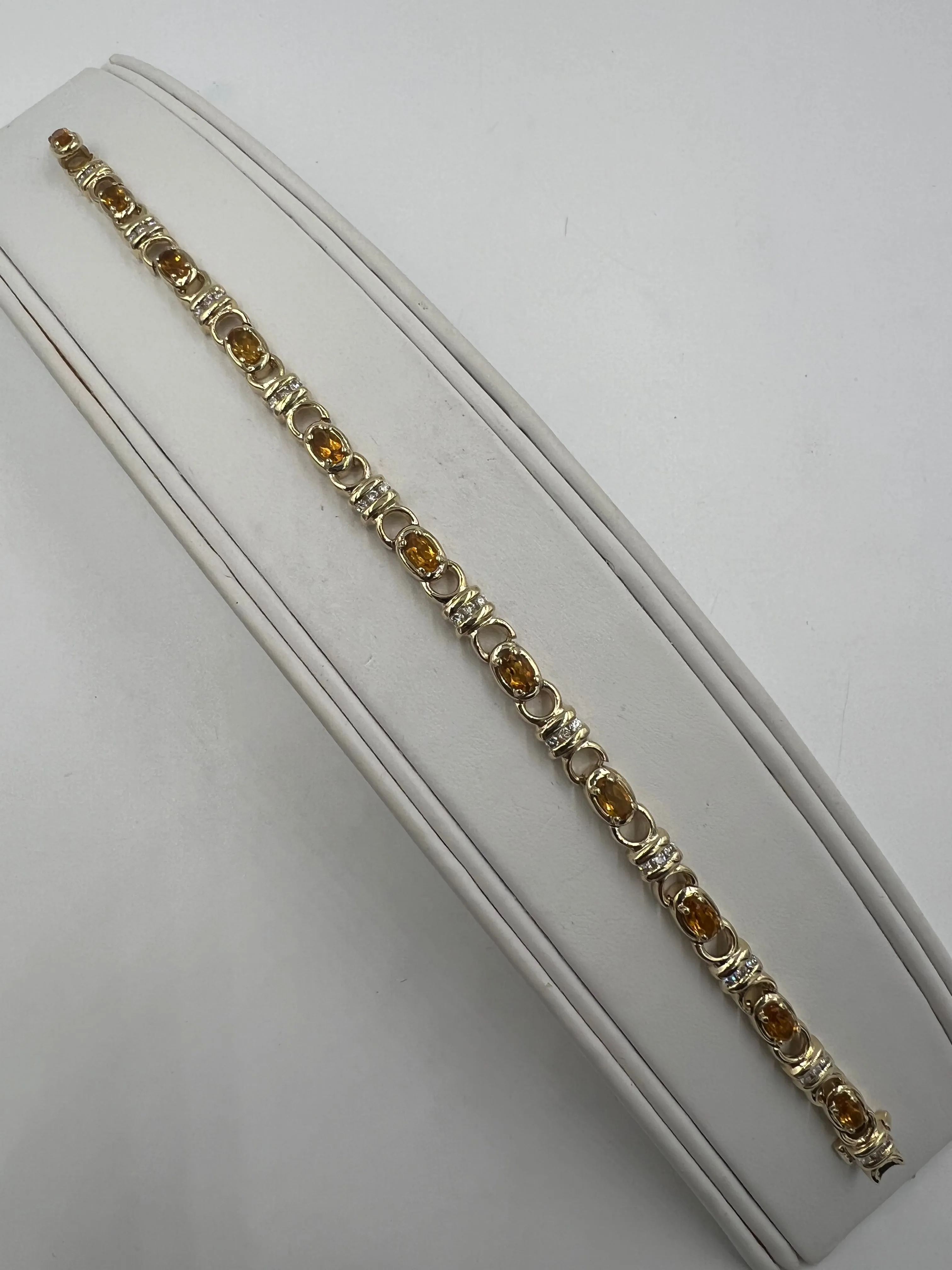 Citrine Diamond Yellow Gold Link Bracelet