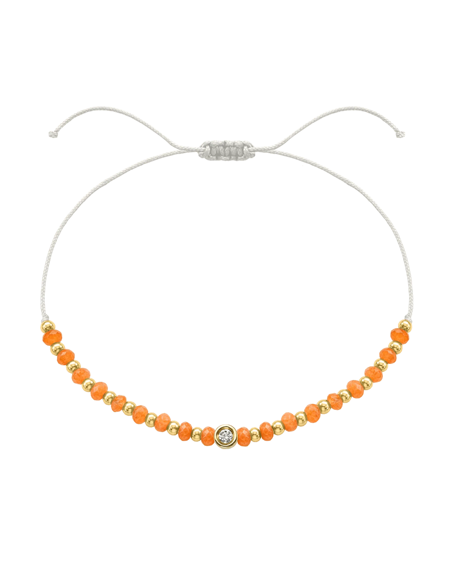 Citrine Gemstone String of Love Bracelet for Abundance - 14K Yellow Gold