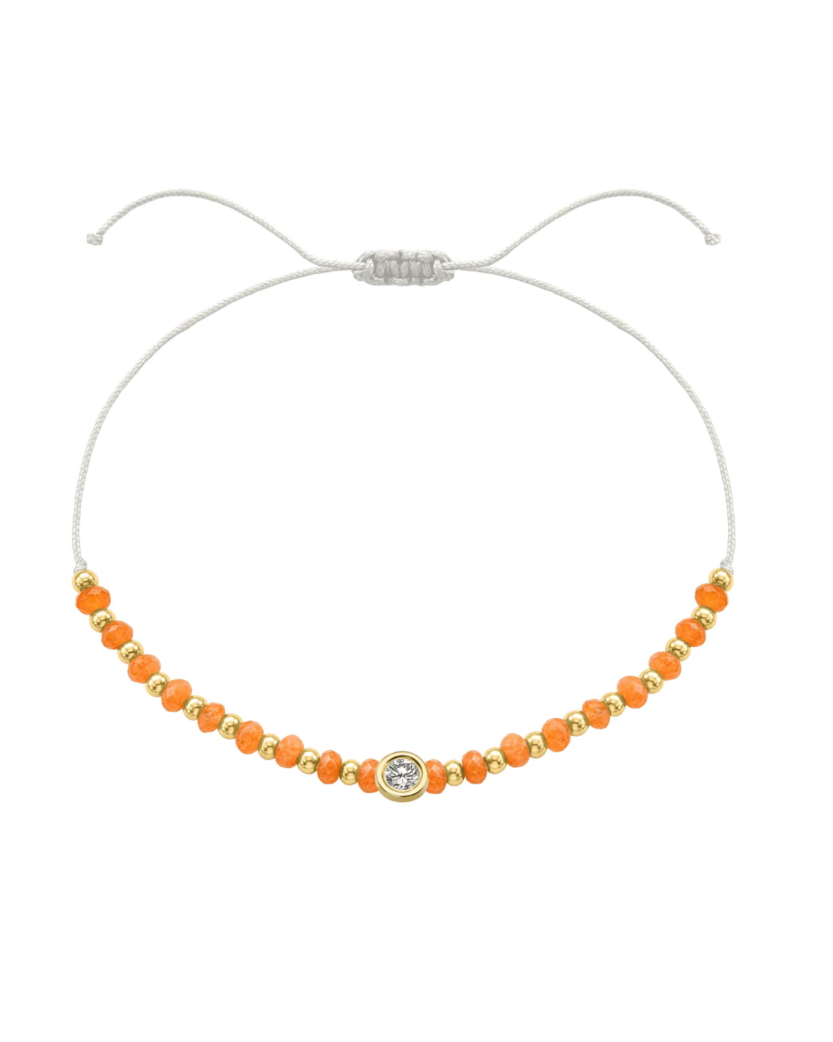 Citrine Gemstone String of Love Bracelet for Abundance - 14K Yellow Gold