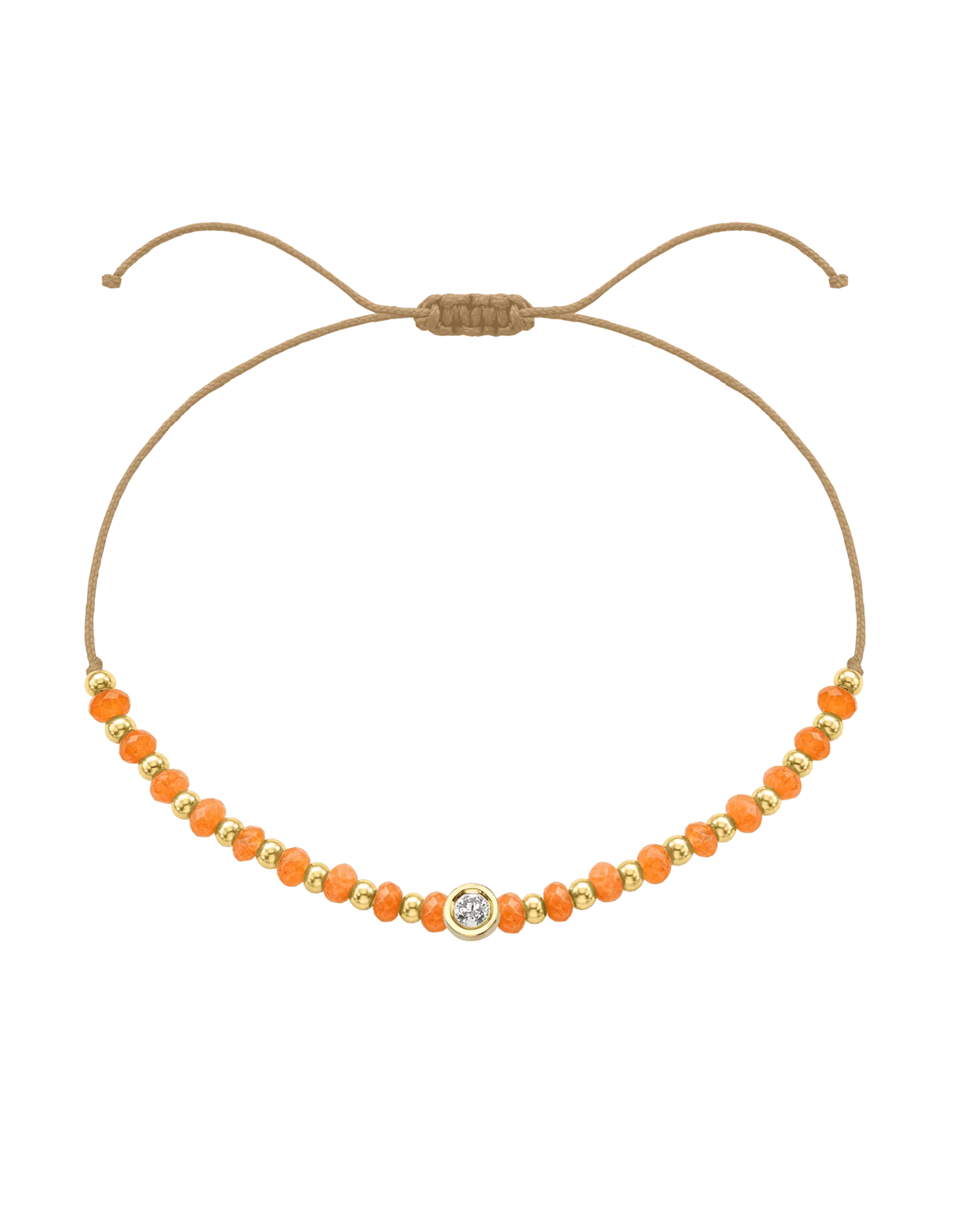 Citrine Gemstone String of Love Bracelet for Abundance - 14K Yellow Gold