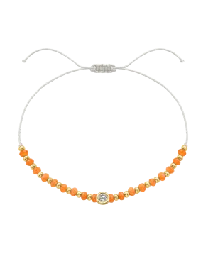 Citrine Gemstone String of Love Bracelet for Abundance - 14K Yellow Gold