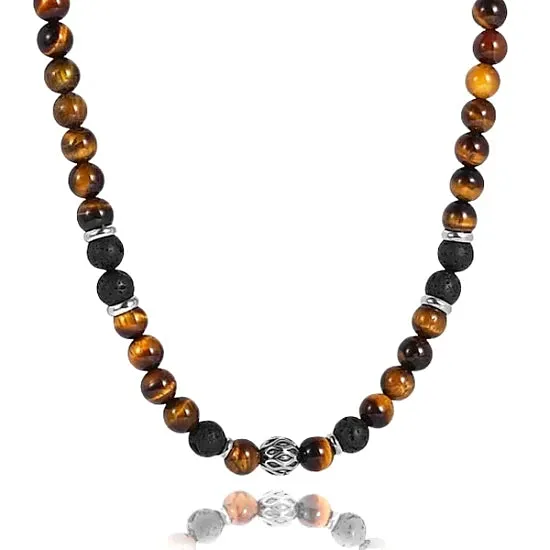 Classy Men Beaded Tiger Eye Stone Necklace