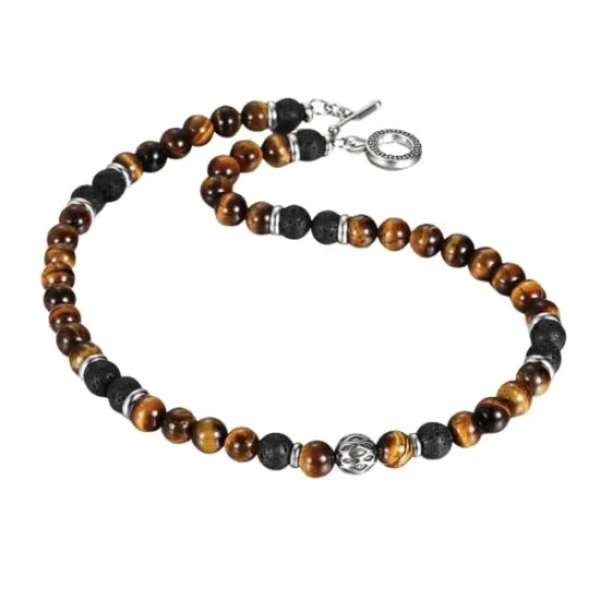 Classy Men Beaded Tiger Eye Stone Necklace