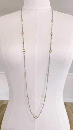 Clear Crystal Silver Chain Long Necklace