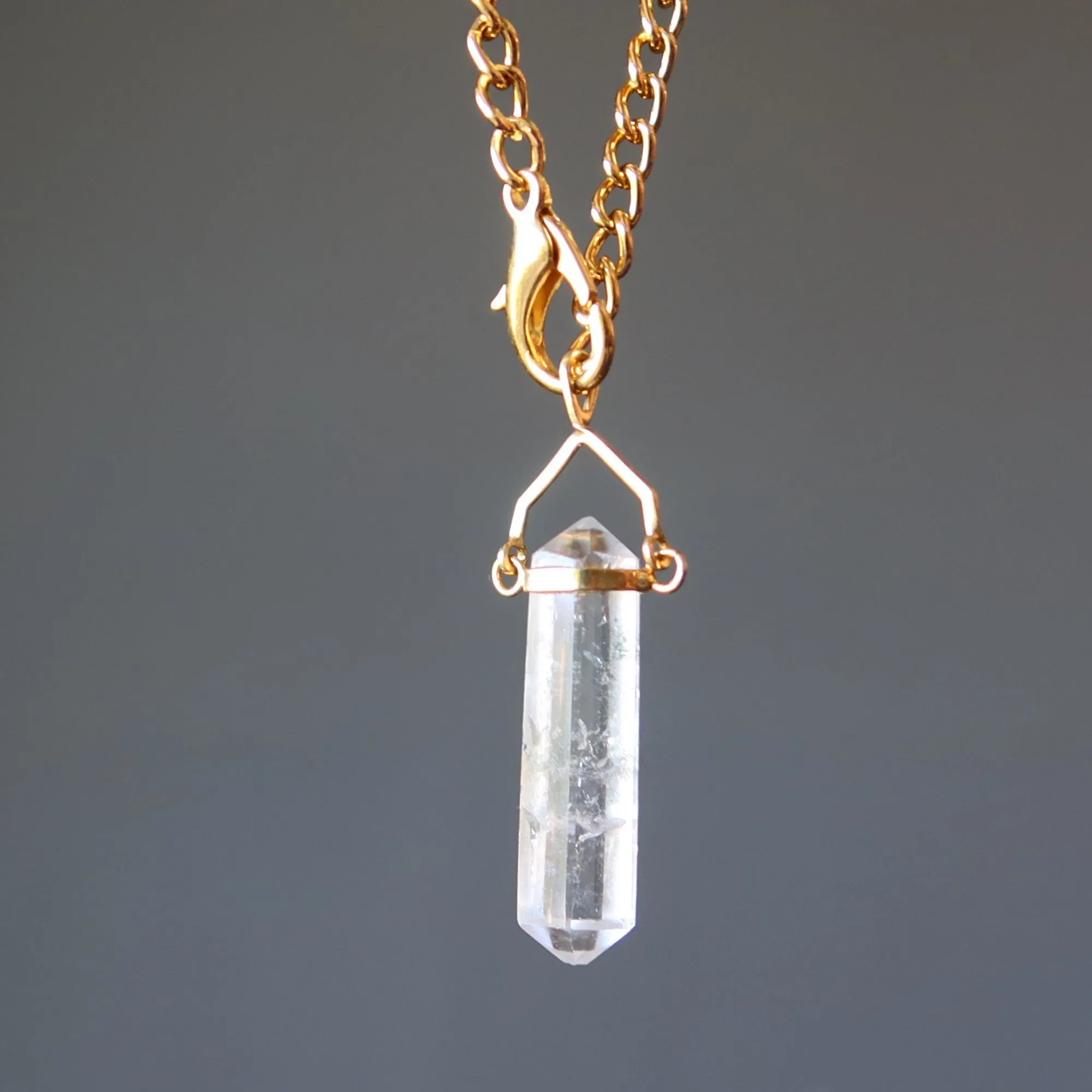 Clear Quartz Necklace Convertible Point Pendulum