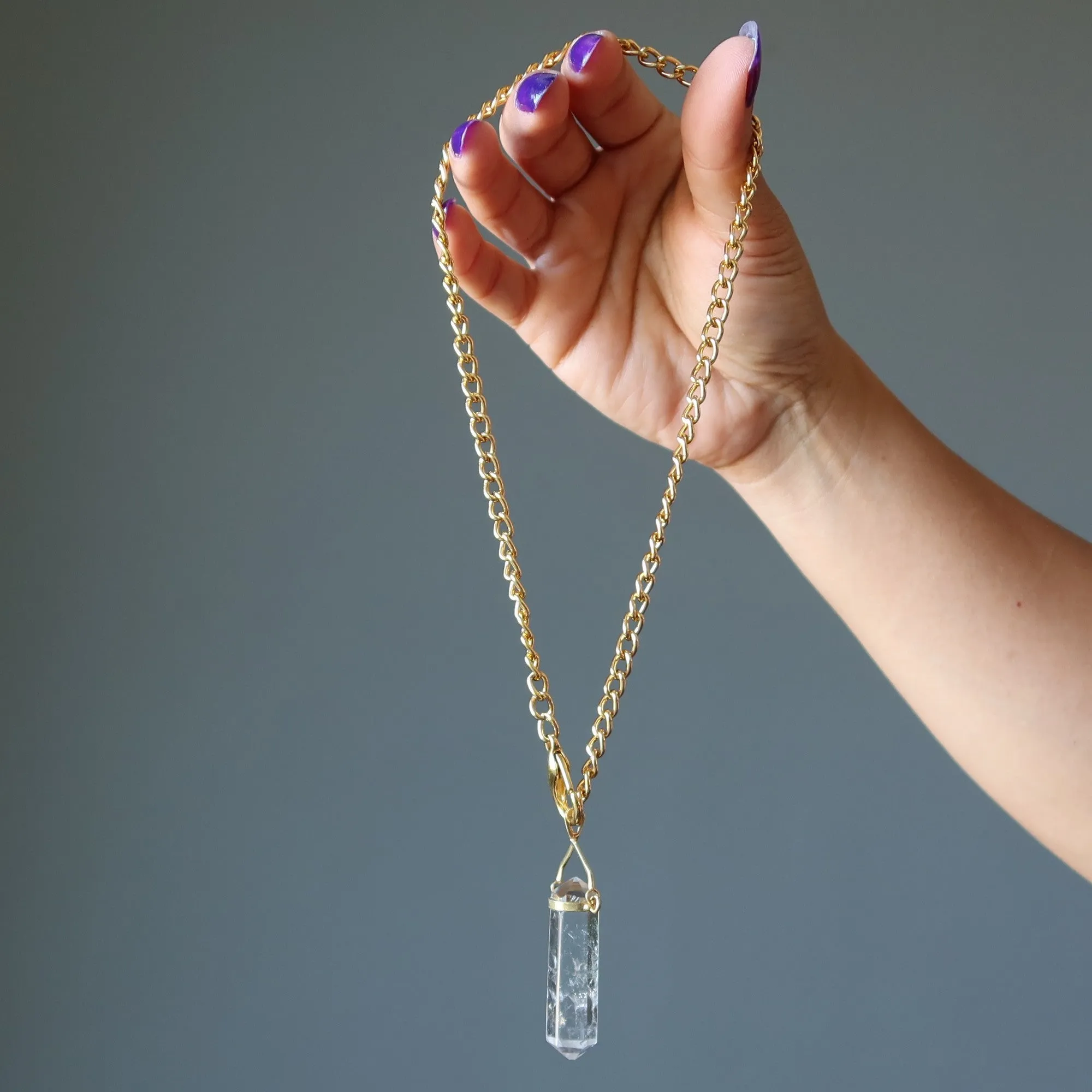 Clear Quartz Necklace Convertible Point Pendulum