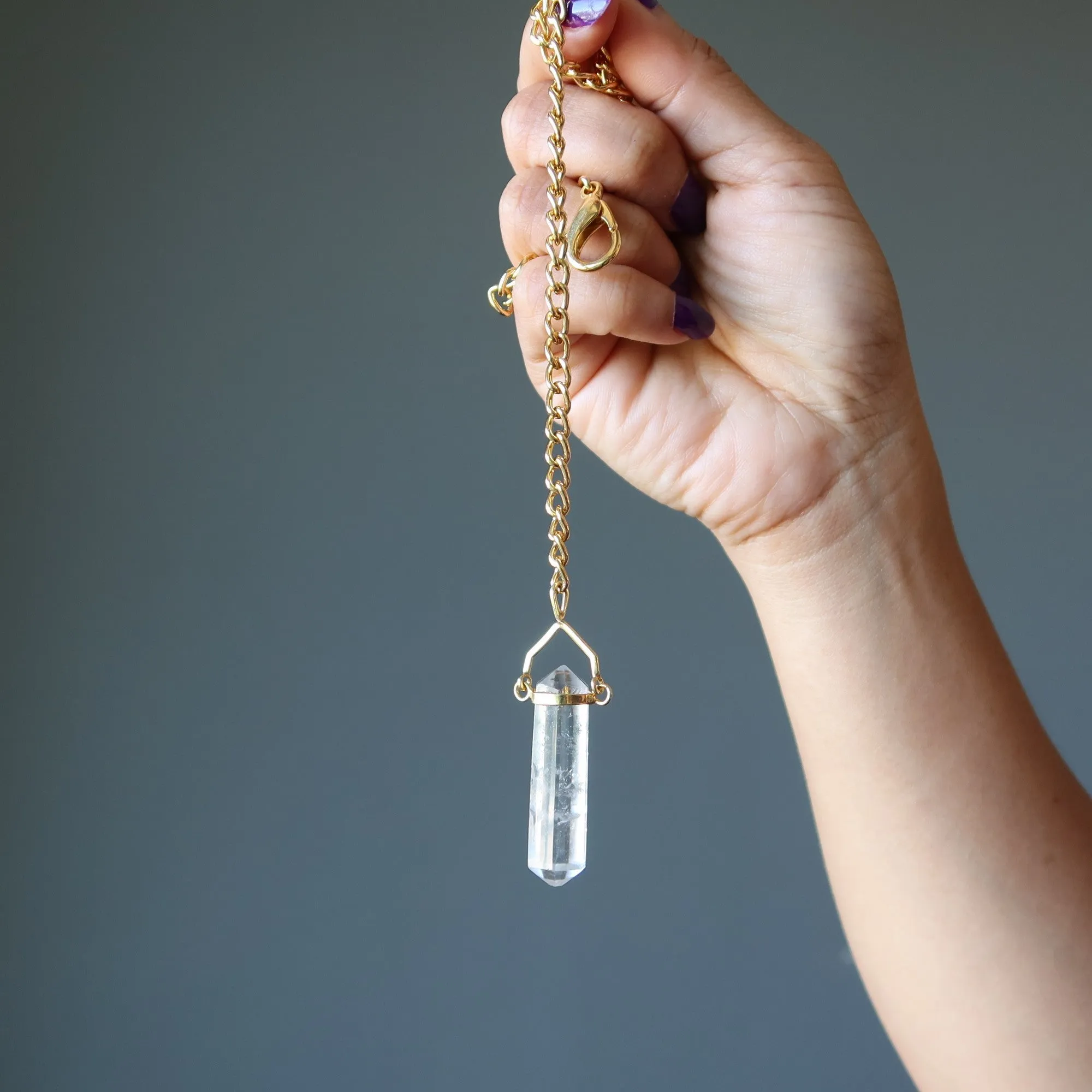 Clear Quartz Necklace Convertible Point Pendulum