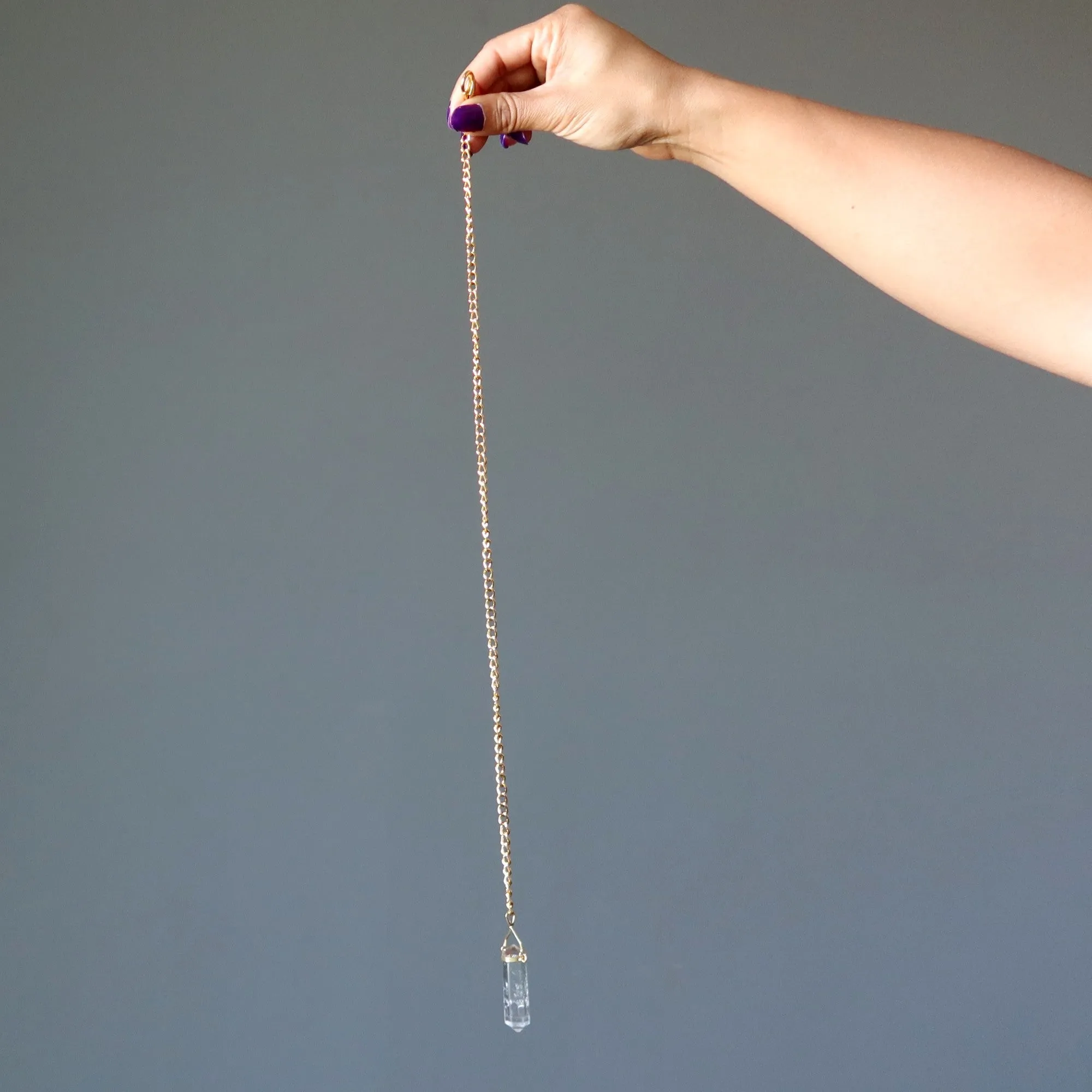 Clear Quartz Necklace Convertible Point Pendulum