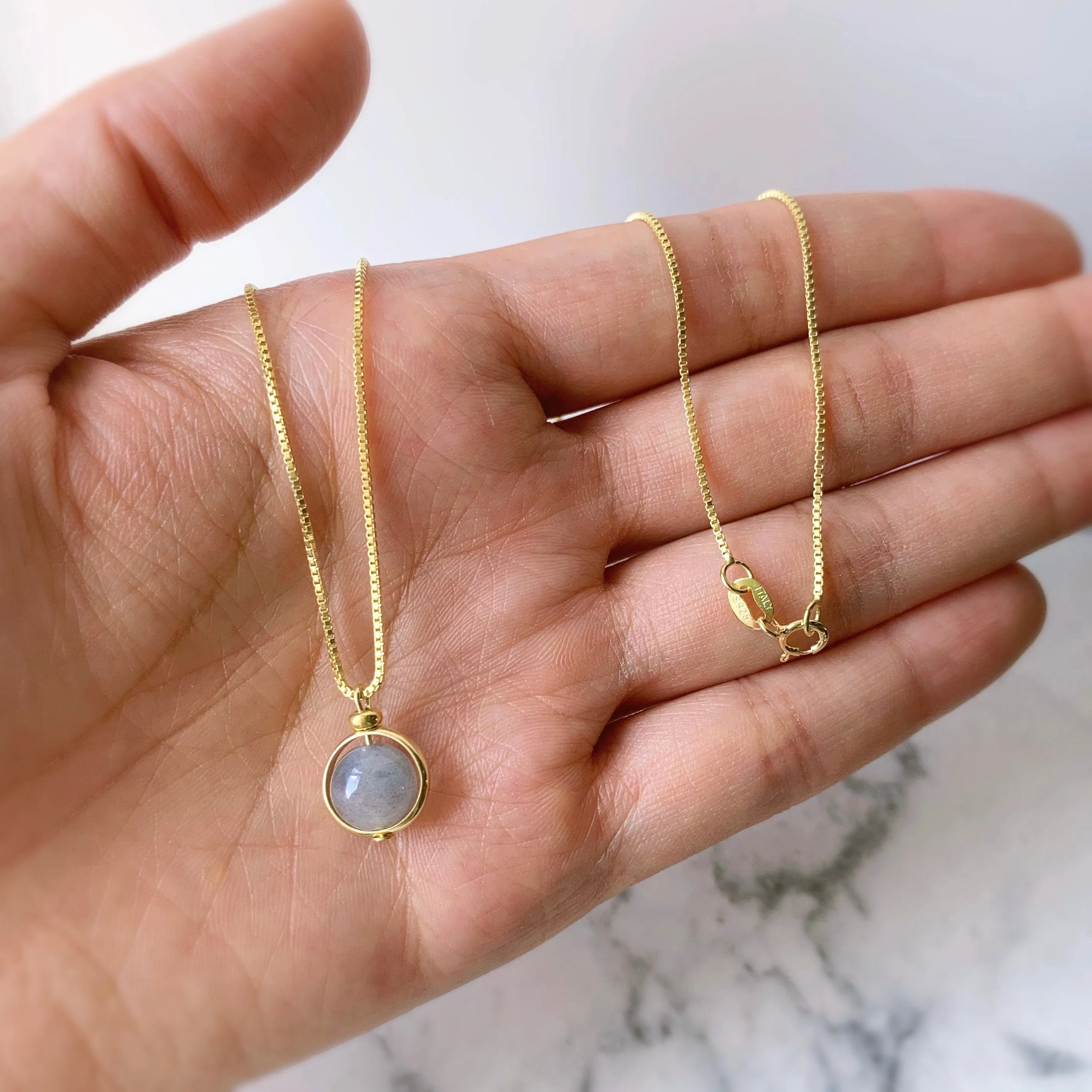 Clear Quartz Pendant Gold Necklace