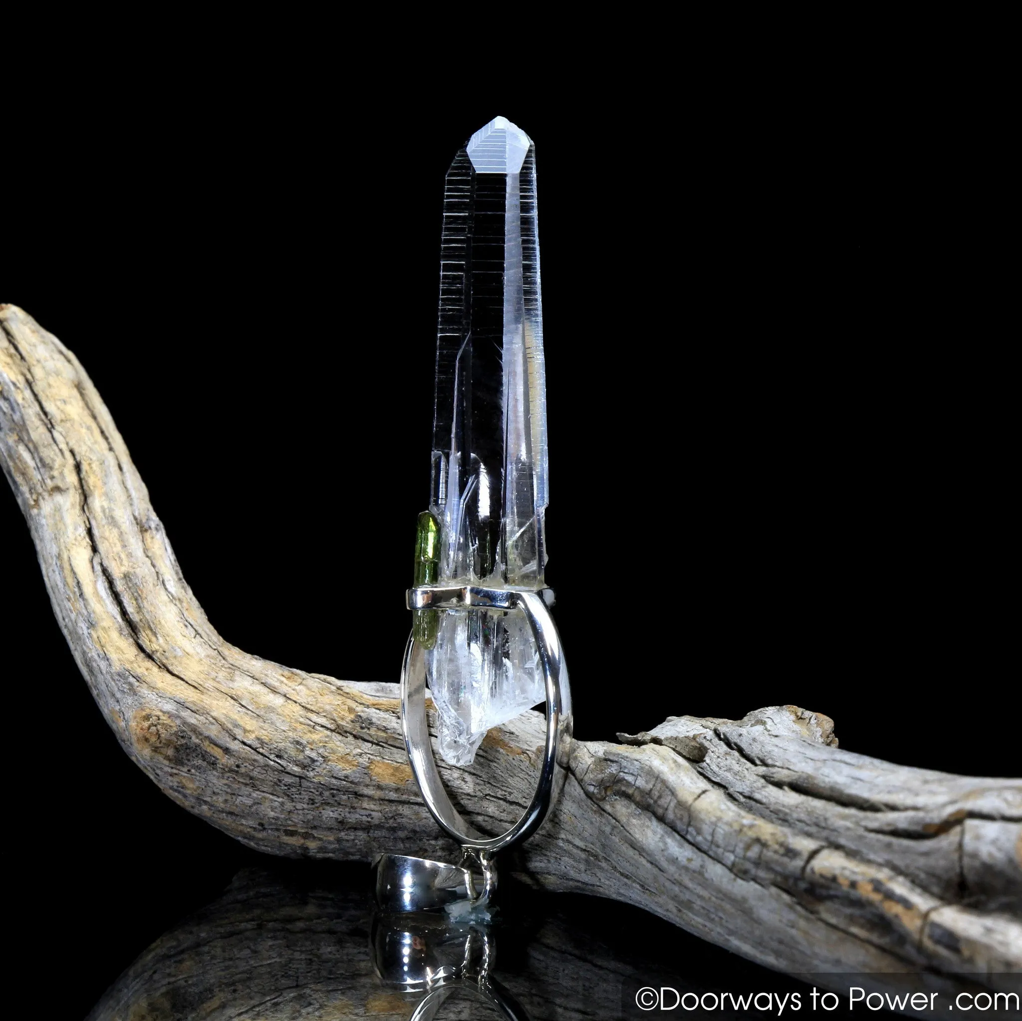 Colombian Lemurian & Green Tourmaline Crystal Pendant