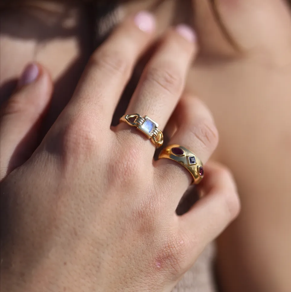 Coronet Iolite & Rhodolite Gold Ring