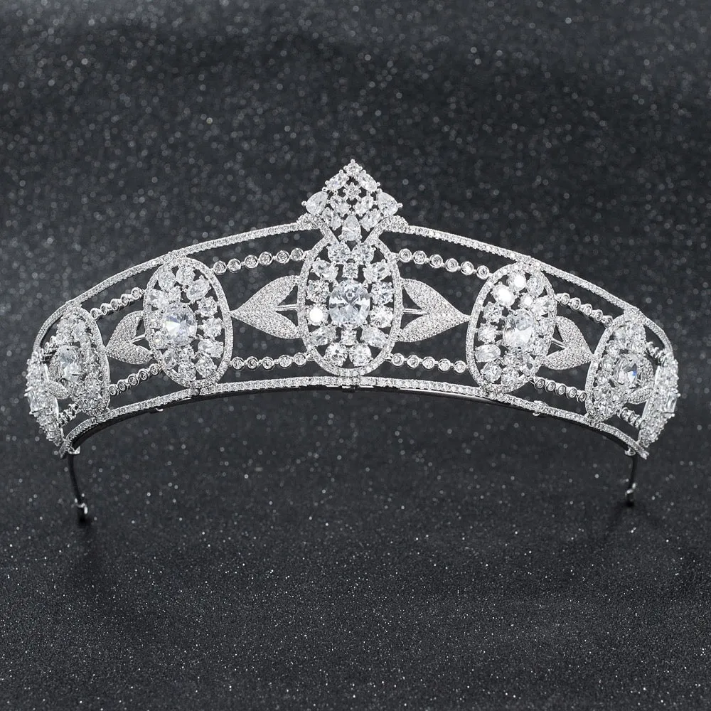 Cubic zircon wedding  bridal royal tiara diadem crown CH10258