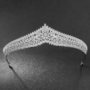 Cubic Zirconia Wedding Bride Flower Tiara Diadem Hair Jewelry CH10189