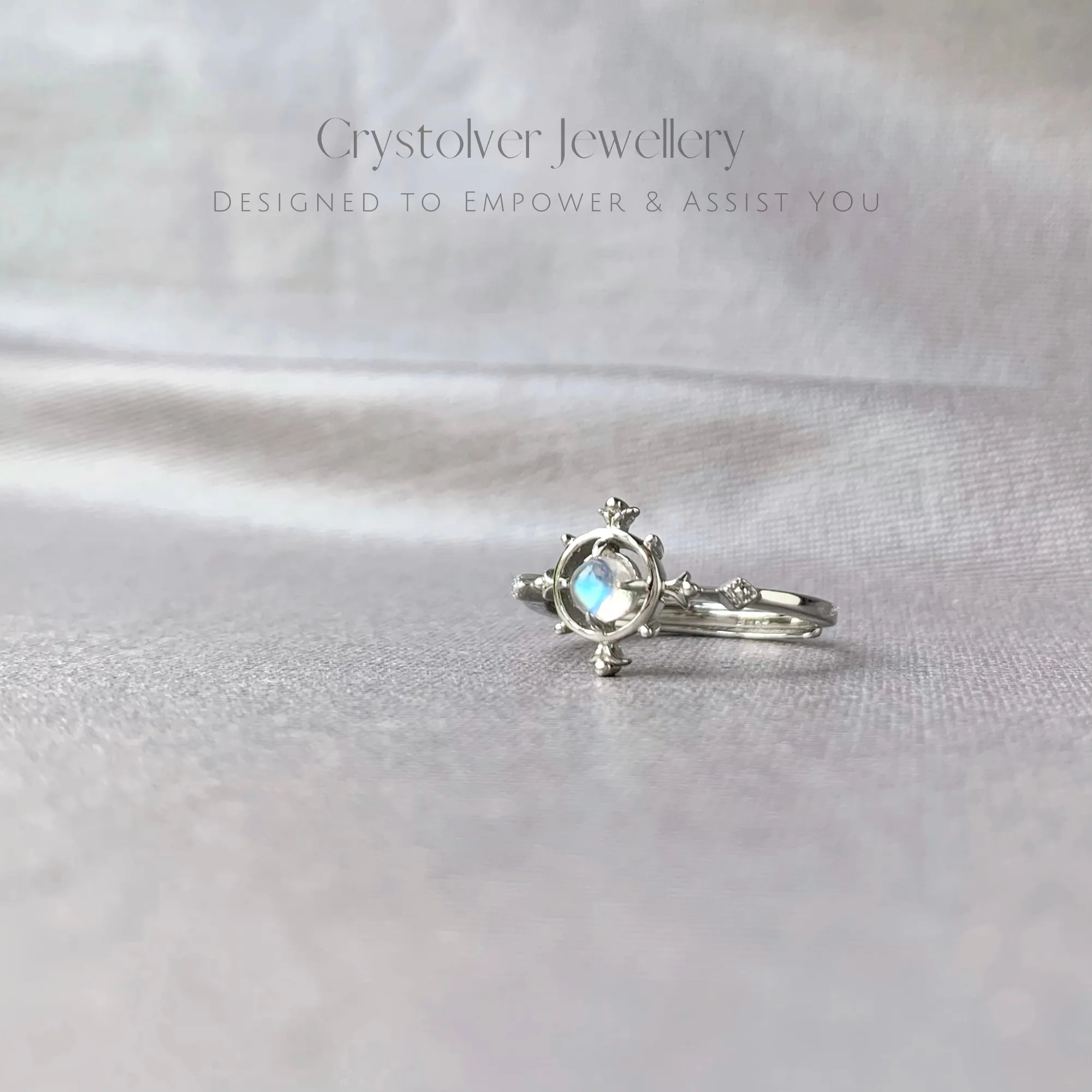 Dainty Rainbow Moonstone Sterling Silver Ring