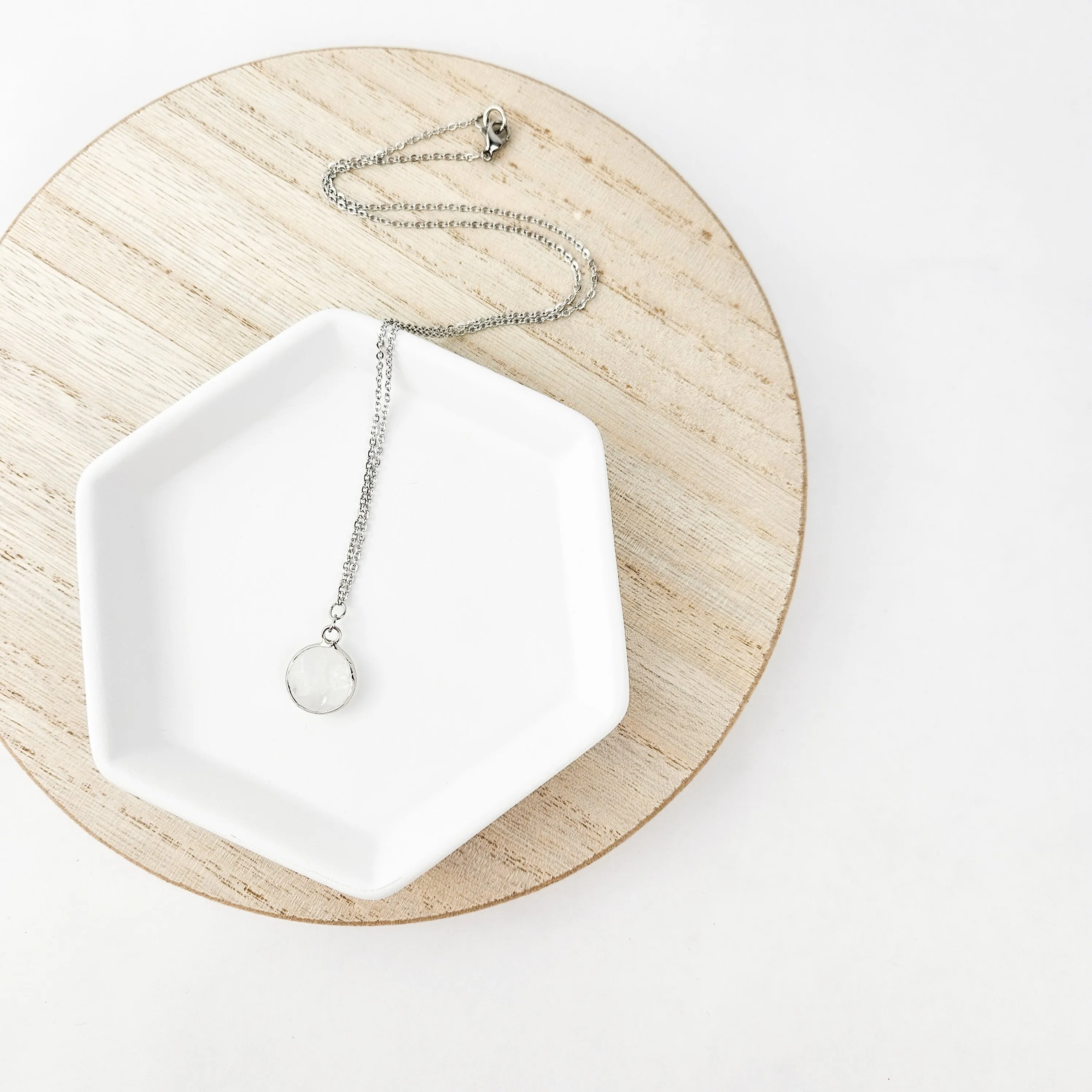 Dainty Silver Quartz Crystal Necklace